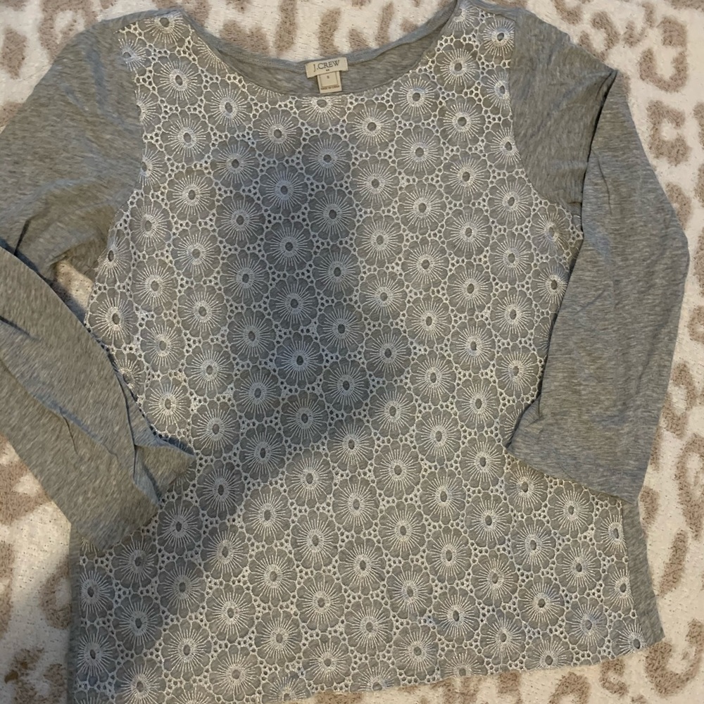 J. Crew Factory Silver Lace Tee